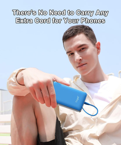 10000Mah Power Bank Portable Charger with Built-In Cables(No AC Plug), Portable Phone Charger Battery Backup Compatible with Iphone 17 16 15 14 13 12 and Android Phones